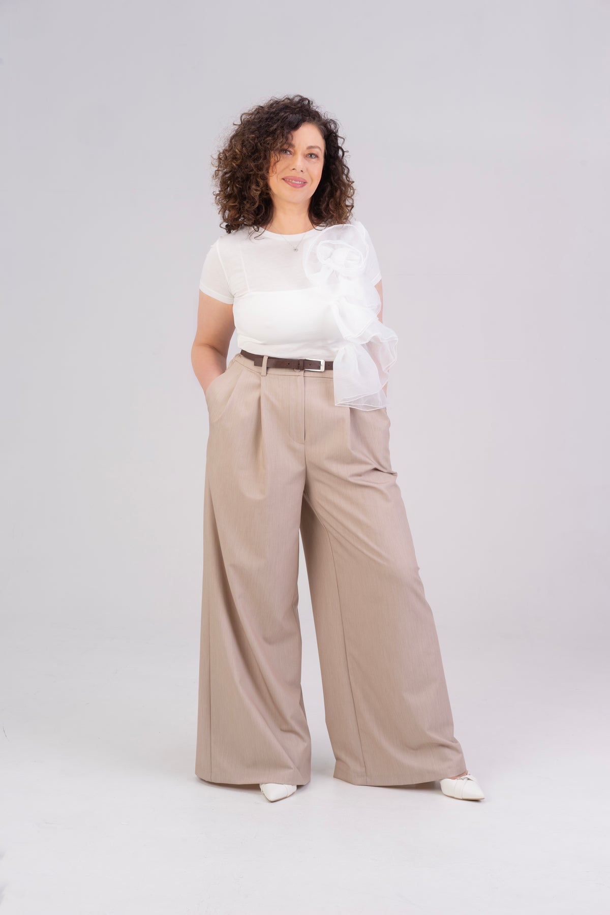 Flower-detail-top-and-wide-trousers-set-coord-for-women