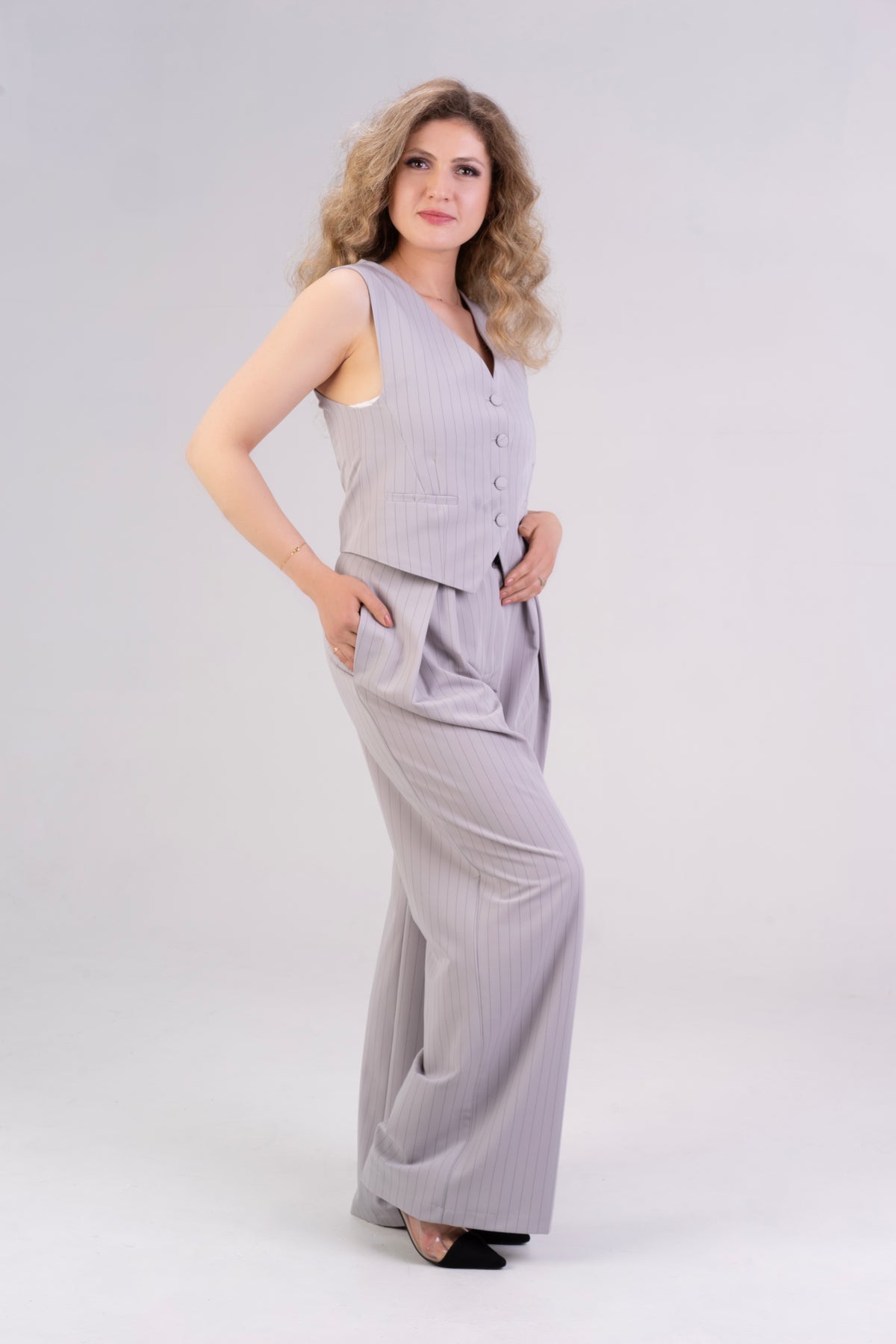 Grey-suit-for-women-with-vest-and-trousers-casual-co-ords-online