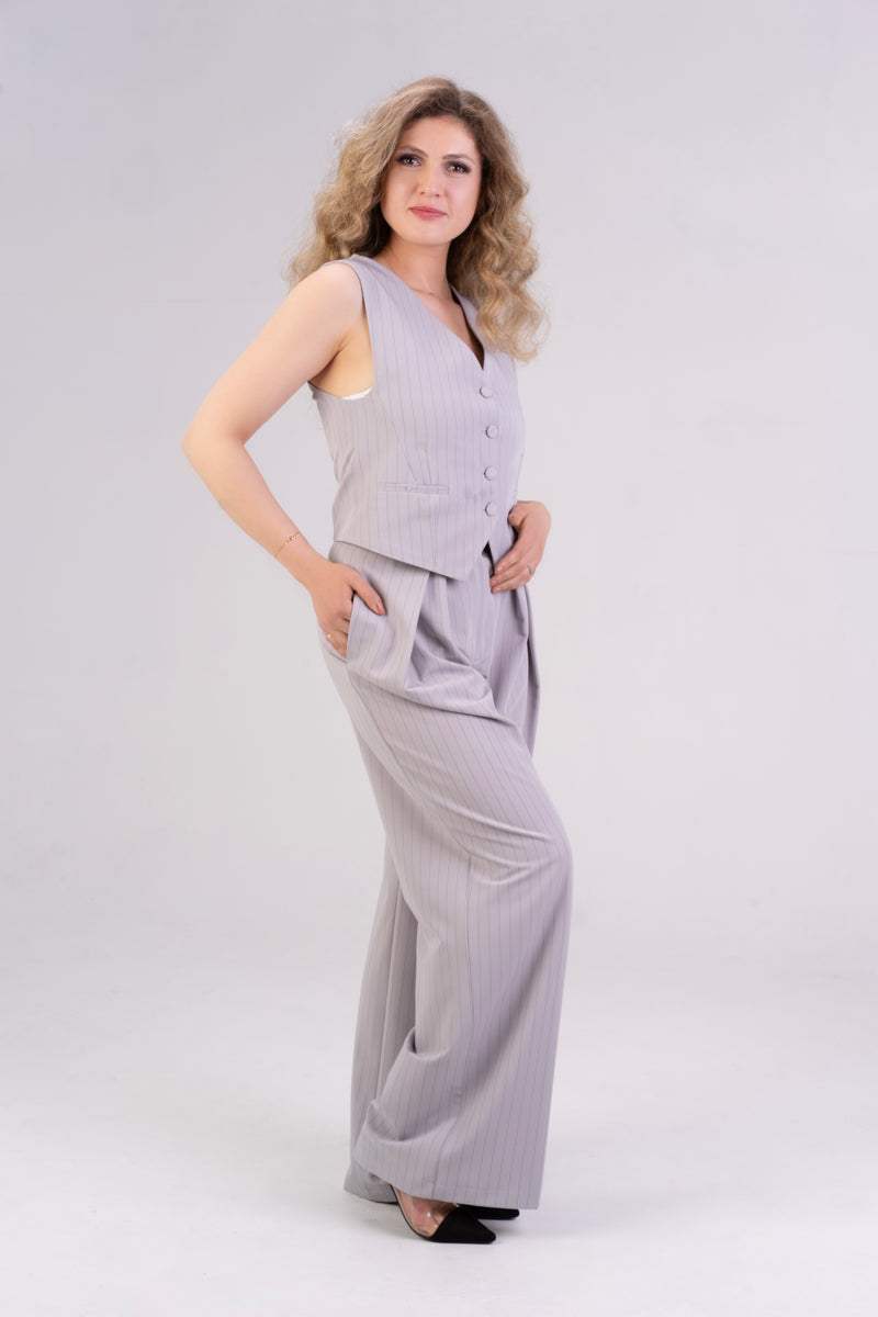 Grey-suit-for-women-with-vest-and-trousers-casual-co-ords-online