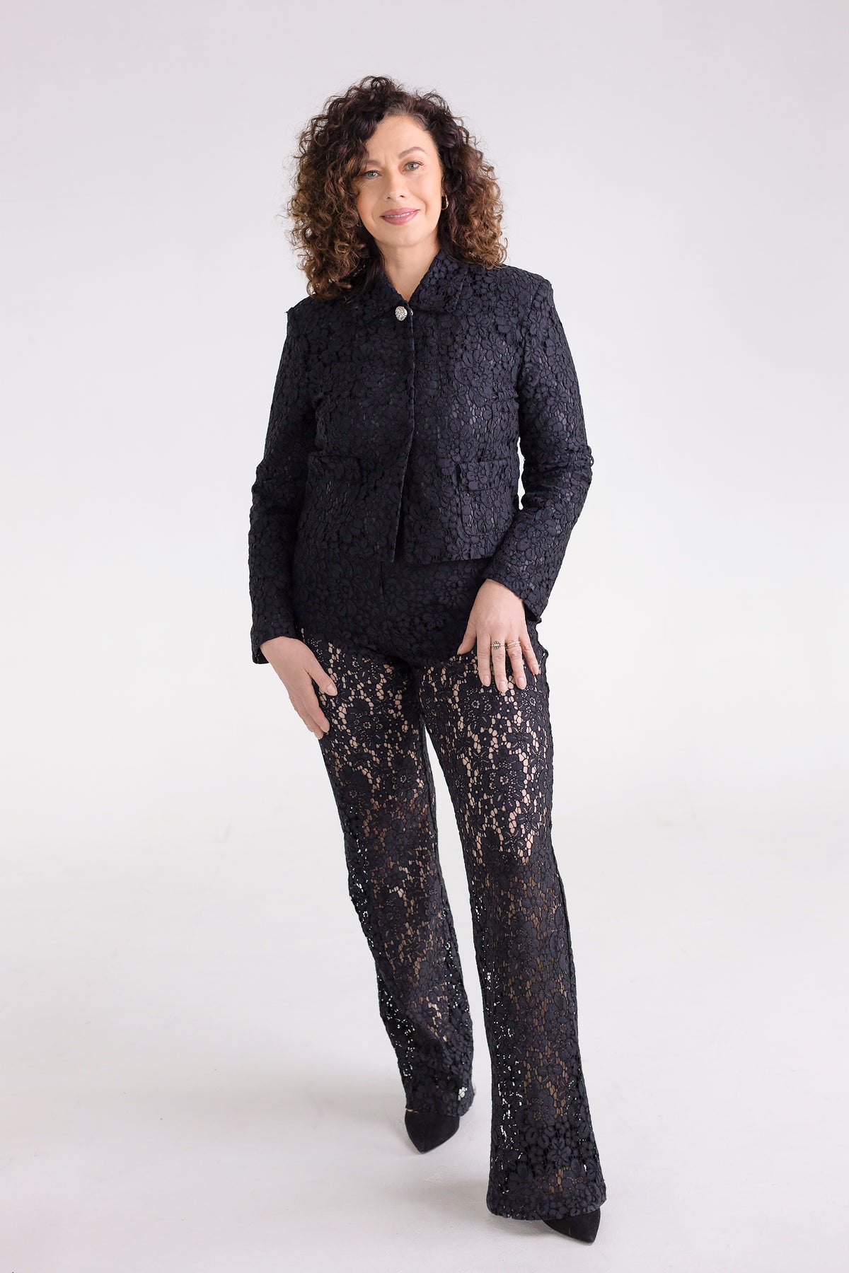 Womens-black-lace-suit-elegant-luxury